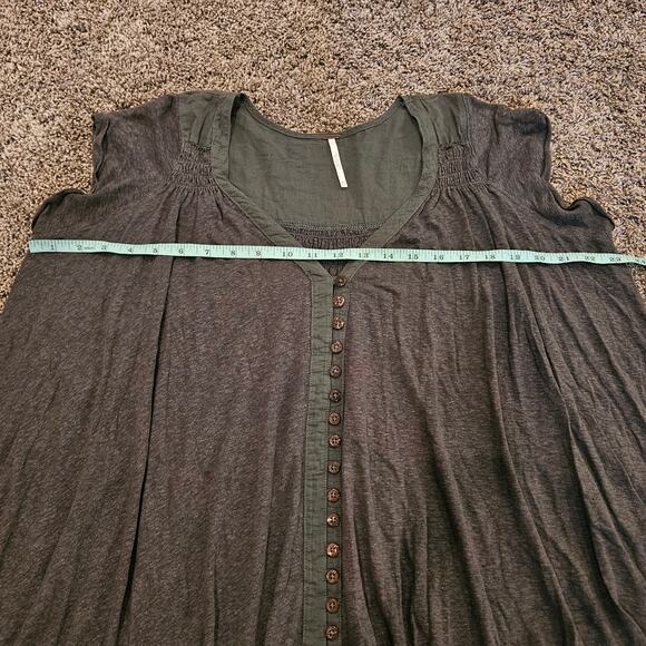 Free People Top Women Size XS Highland Button Front Cap Sleeve Swing Boho Hippie - Picture 4 of 11